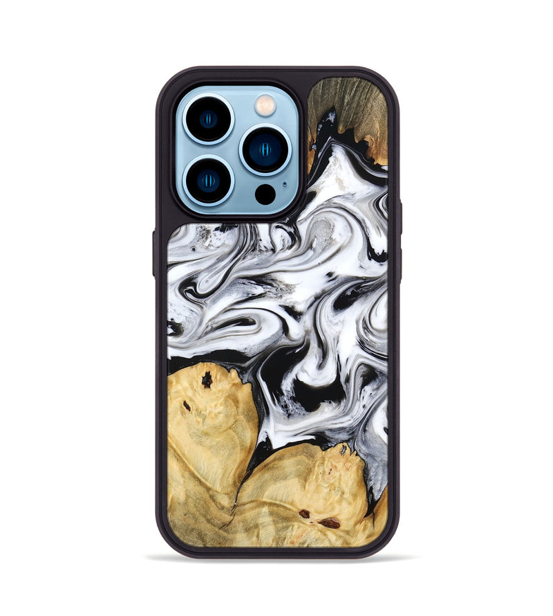 iPhone 14 Pro Wood Phone Case - Lashawn (Black & White, 774923)