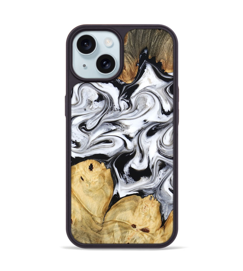 iPhone 15 Wood Phone Case - Lashawn (Black & White, 774923)