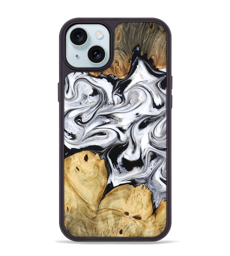iPhone 15 Plus Wood Phone Case - Lashawn (Black & White, 774923)