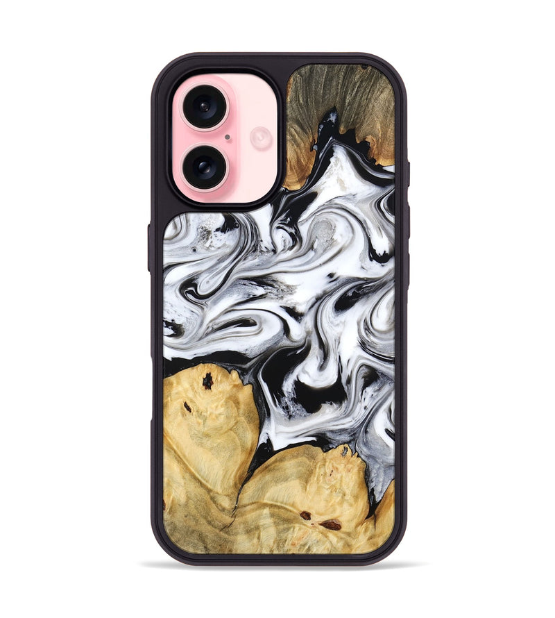 iPhone 16 Wood Phone Case - Lashawn (Black & White, 774923)