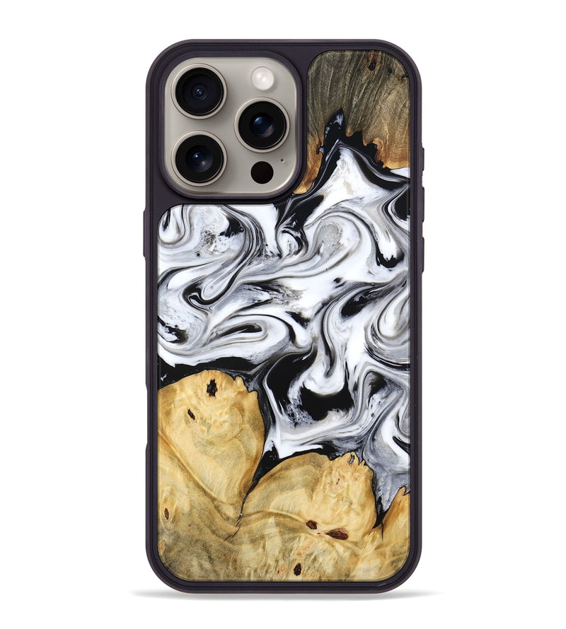 iPhone 16 Pro Max Wood Phone Case - Lashawn (Black & White, 774923)