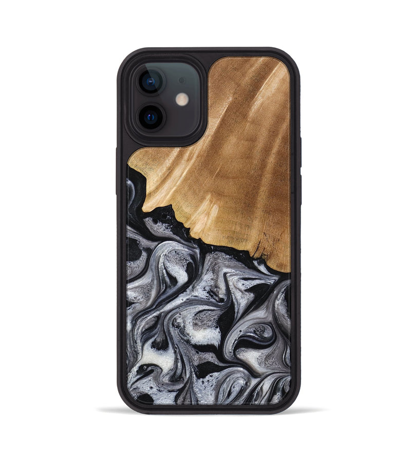 iPhone 12 Wood Phone Case - Antone (Black & White, 774925)