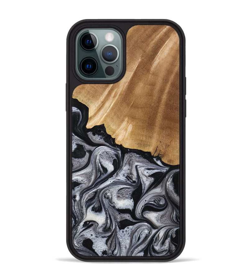 iPhone 12 Pro Max Wood Phone Case - Antone (Black & White, 774925)
