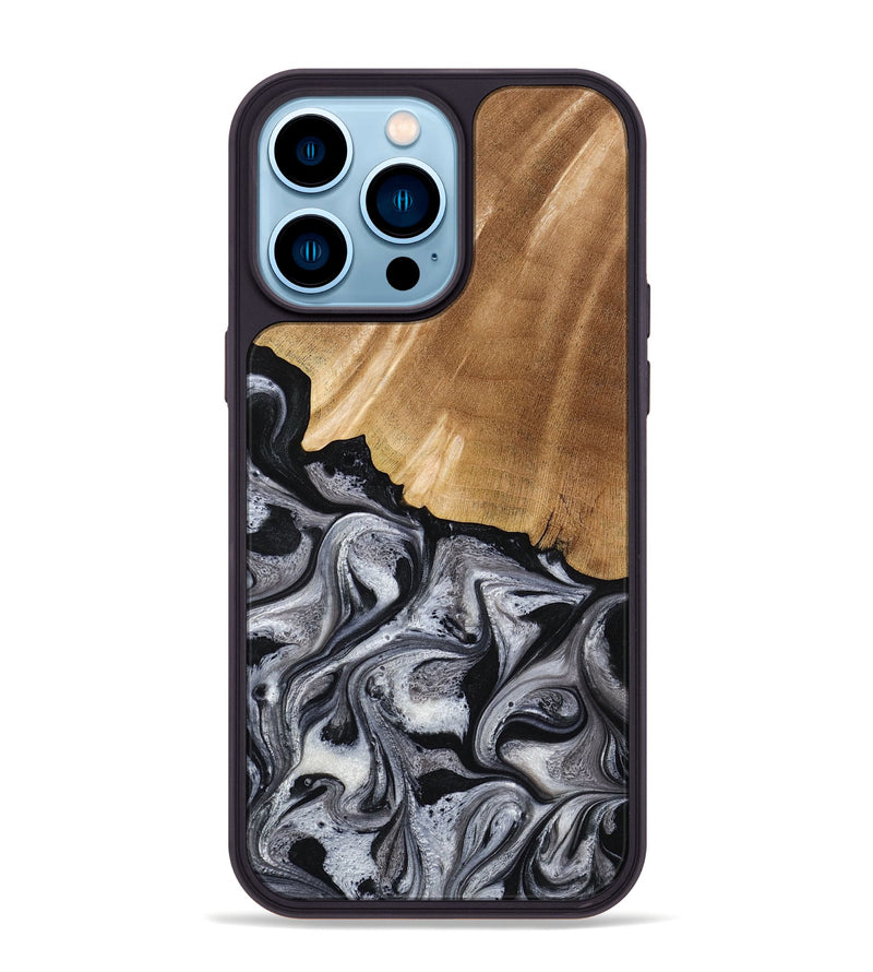 iPhone 14 Pro Max Wood Phone Case - Antone (Black & White, 774925)