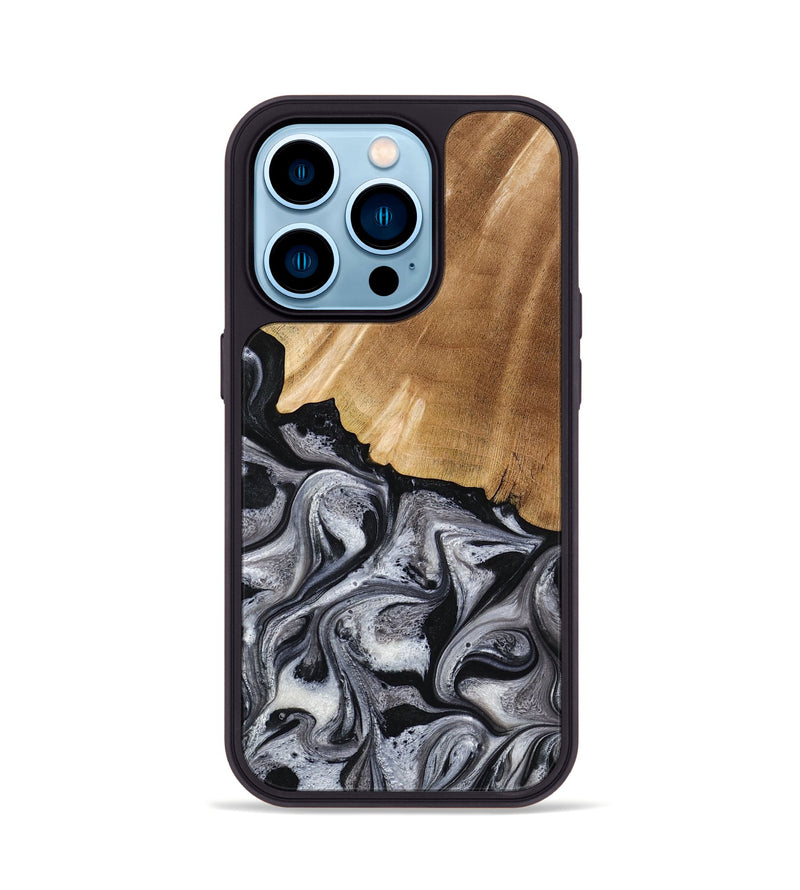 iPhone 14 Pro Wood Phone Case - Antone (Black & White, 774925)