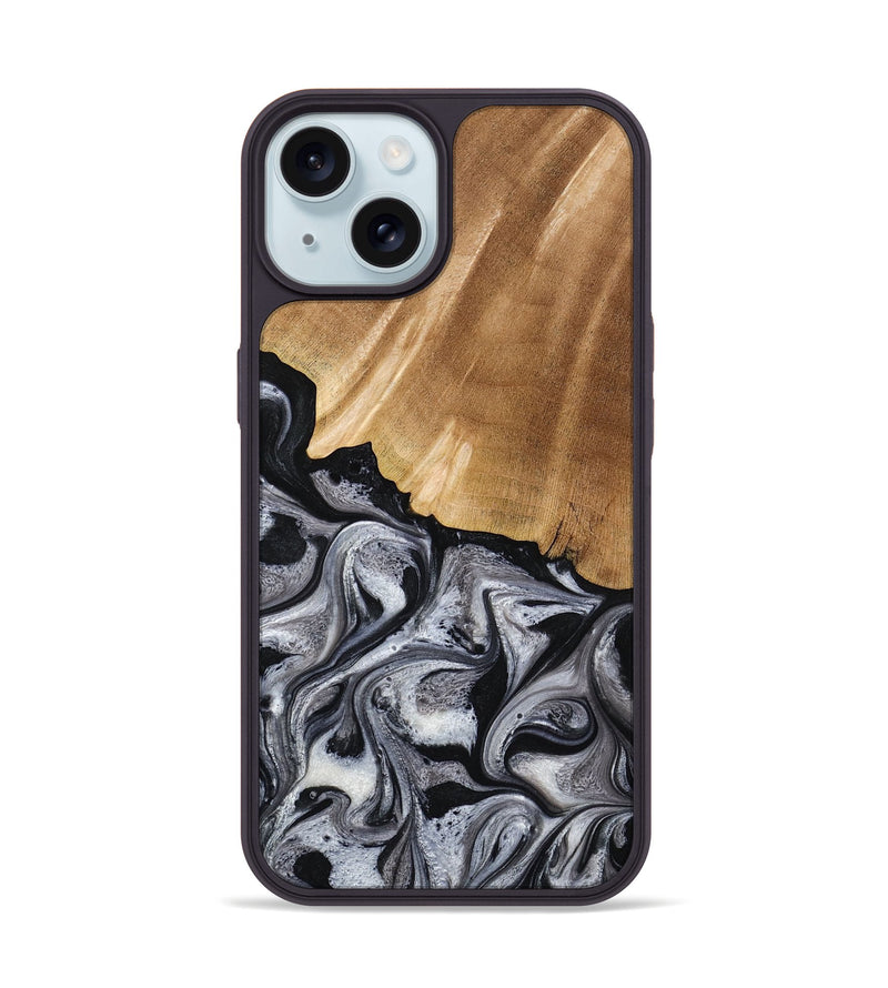 iPhone 15 Wood Phone Case - Antone (Black & White, 774925)