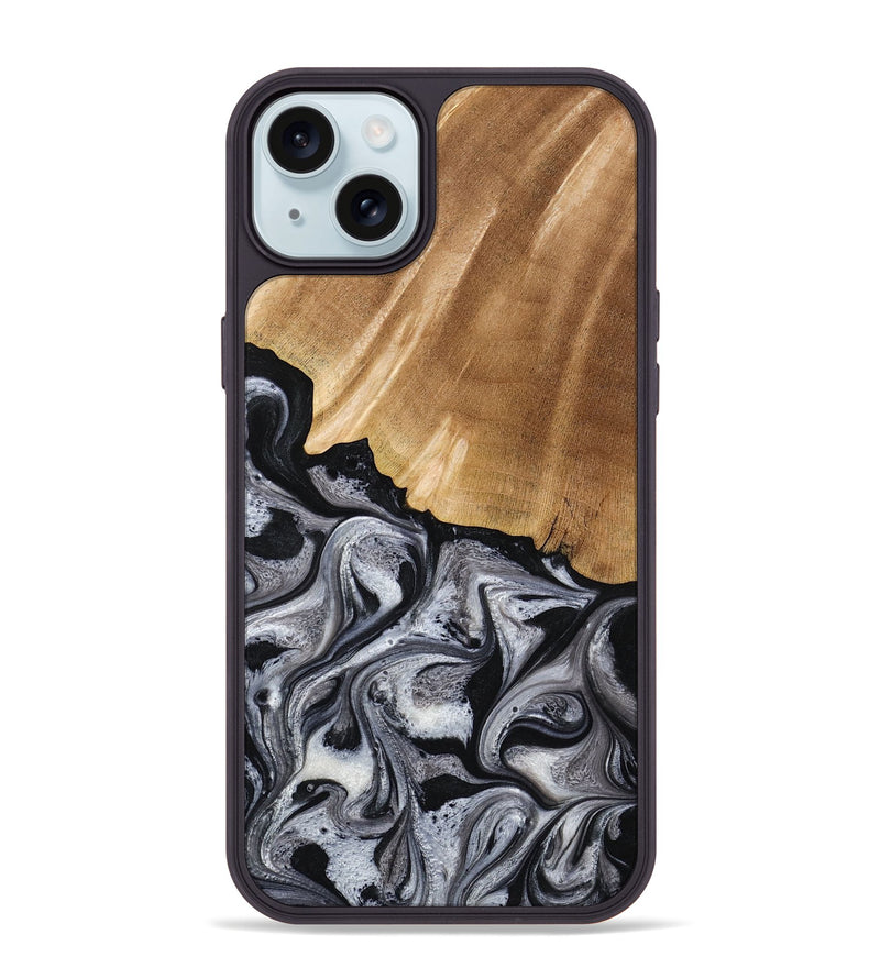 iPhone 15 Plus Wood Phone Case - Antone (Black & White, 774925)