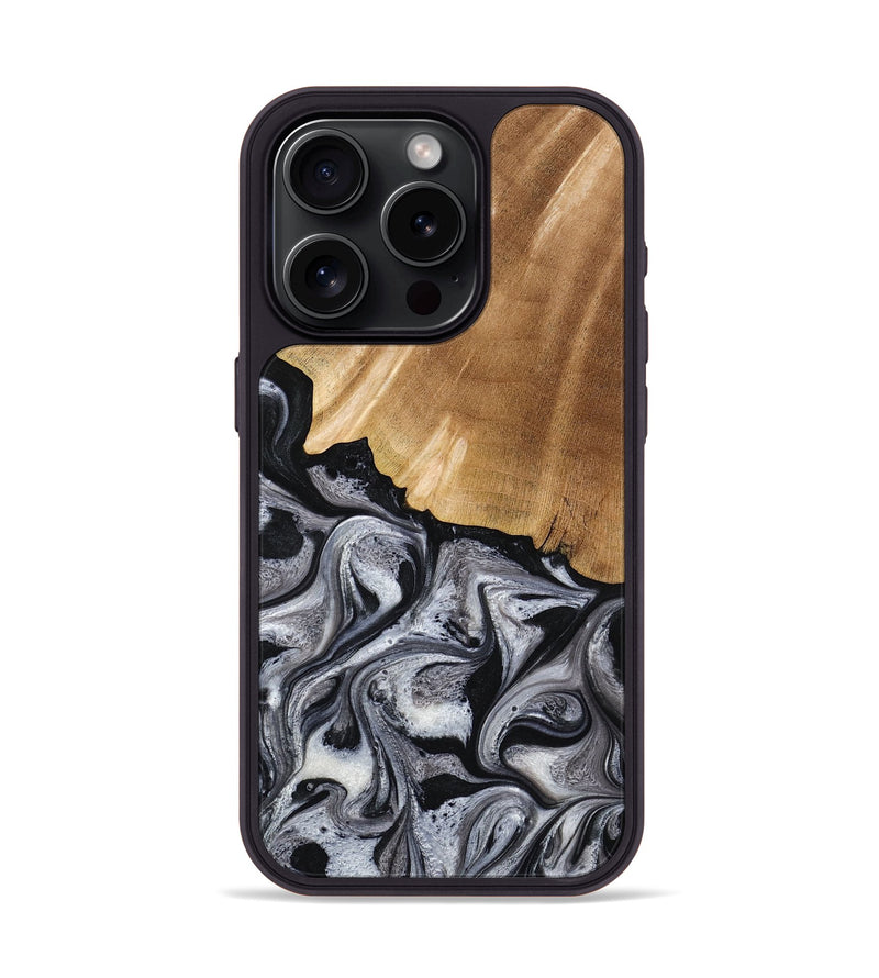iPhone 15 Pro Wood Phone Case - Antone (Black & White, 774925)