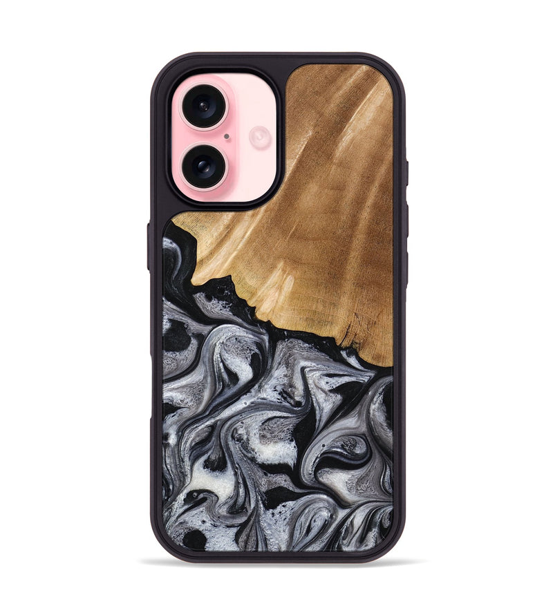 iPhone 16 Wood Phone Case - Antone (Black & White, 774925)