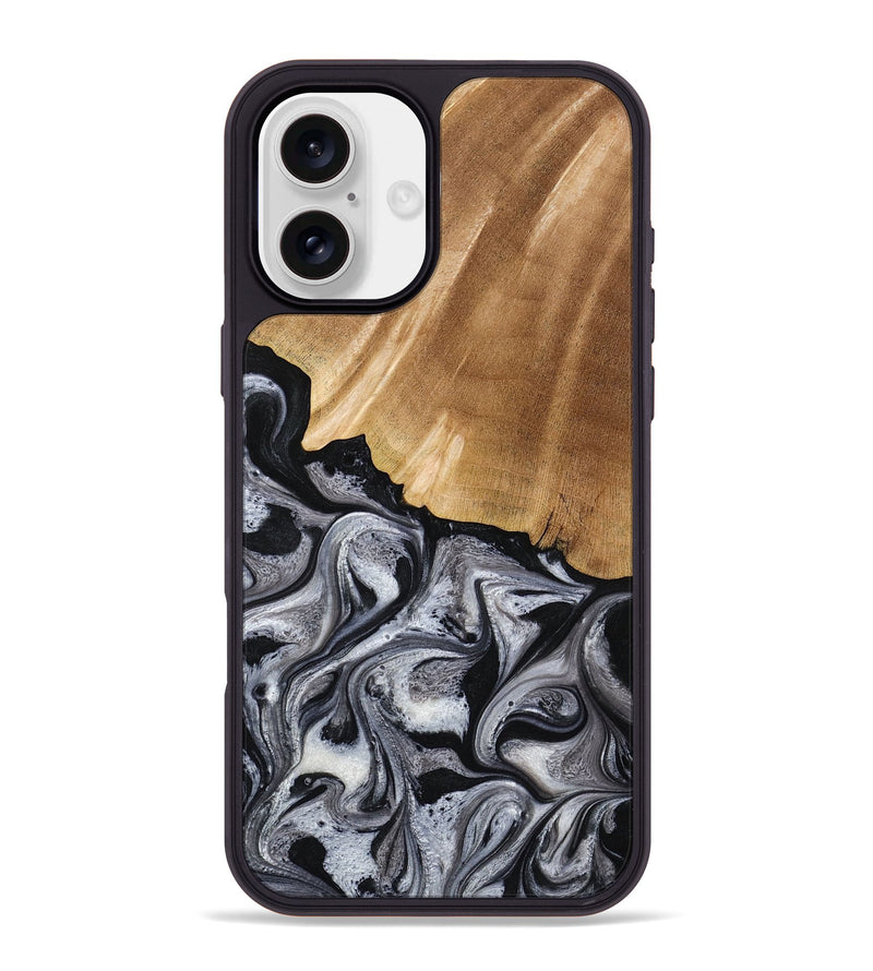 iPhone 16 Plus Wood Phone Case - Antone (Black & White, 774925)