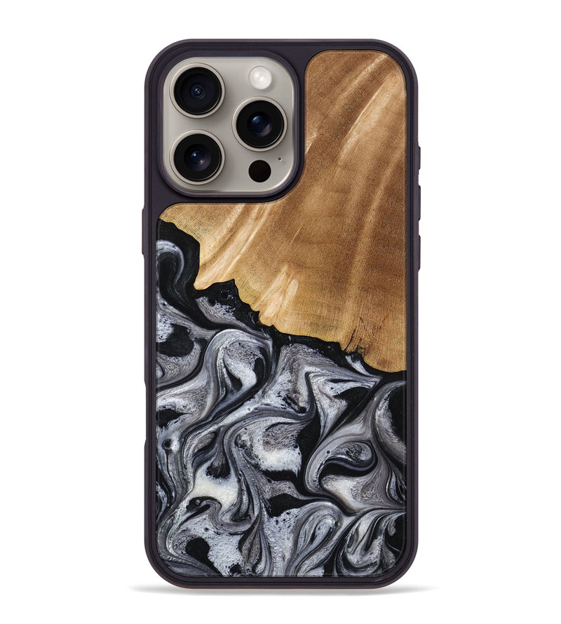 iPhone 16 Pro Max Wood Phone Case - Antone (Black & White, 774925)