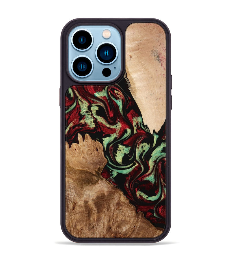 iPhone 14 Pro Max Wood Phone Case - Veva (Red, 774976)