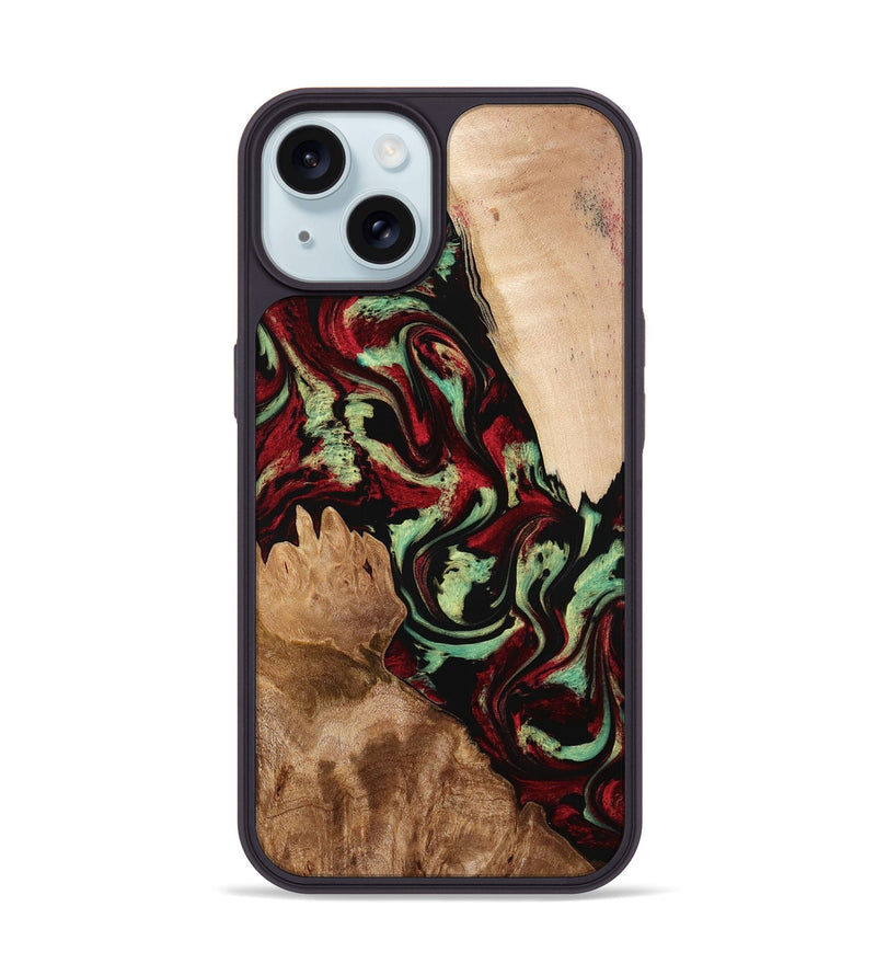 iPhone 15 Wood Phone Case - Veva (Red, 774976)