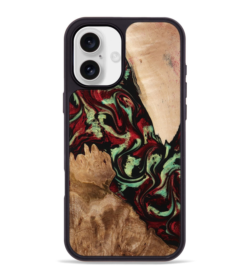 iPhone 16 Plus Wood Phone Case - Veva (Red, 774976)