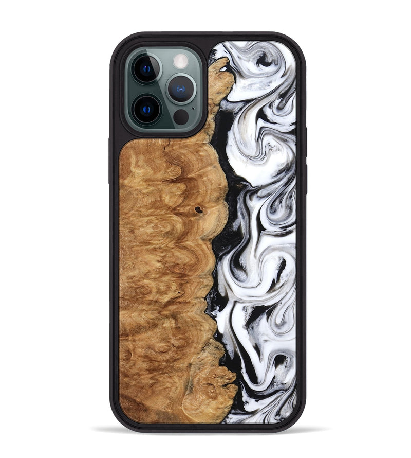 iPhone 12 Pro Max Wood Phone Case - Nira (Black & White, 775402)