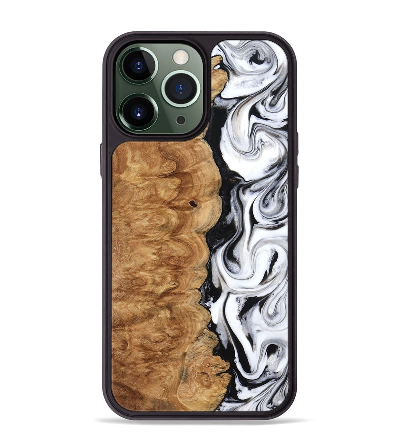 iPhone 13 Pro Max Wood Phone Case - Nira (Black & White, 775402)