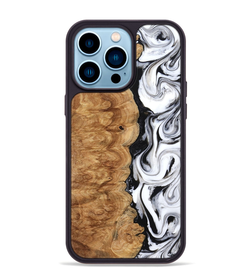 iPhone 14 Pro Max Wood Phone Case - Nira (Black & White, 775402)