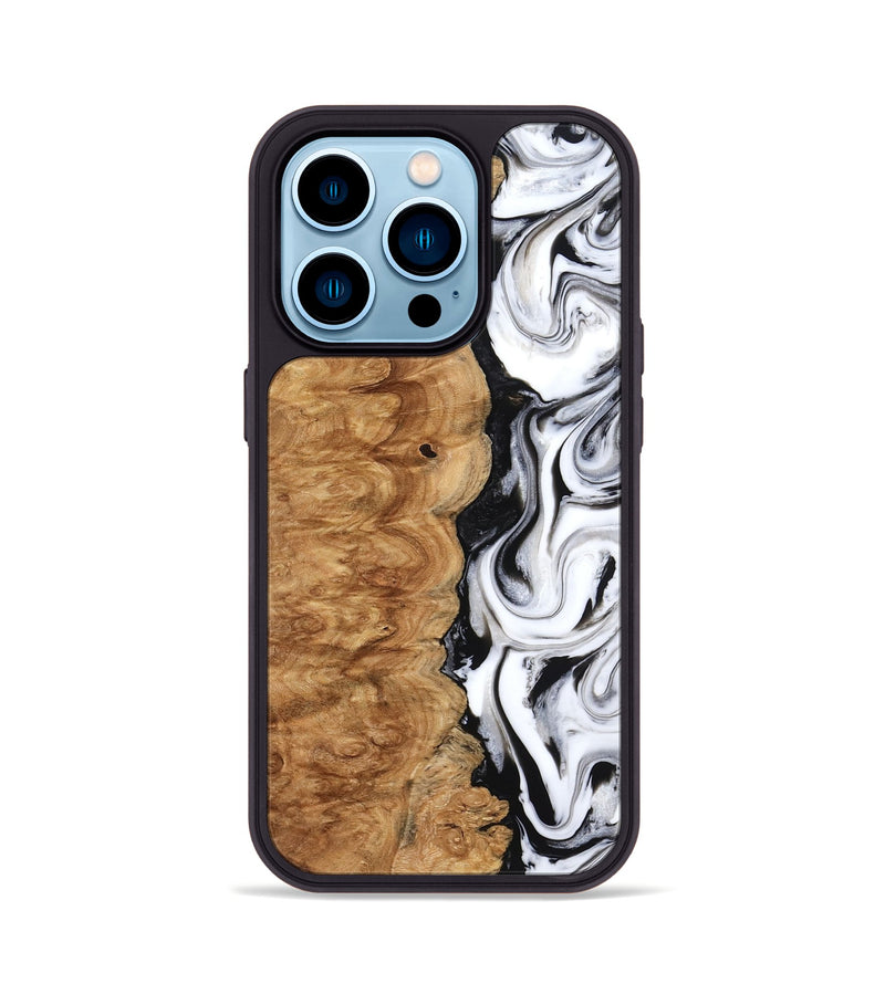 iPhone 14 Pro Wood Phone Case - Nira (Black & White, 775402)