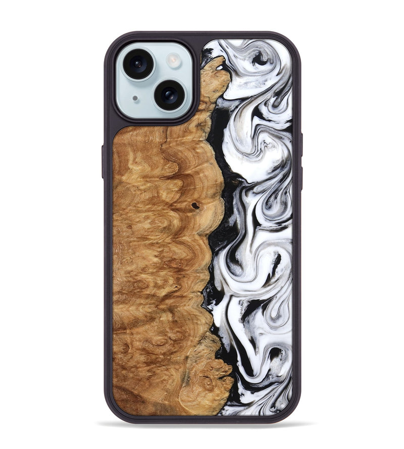 iPhone 15 Plus Wood Phone Case - Nira (Black & White, 775402)