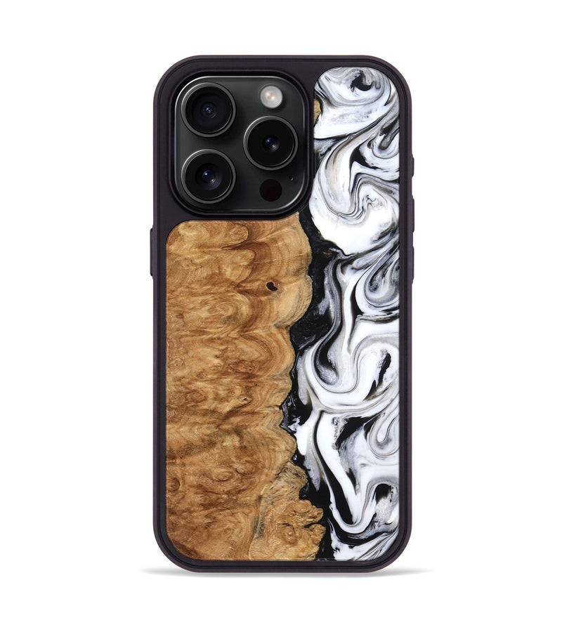 iPhone 15 Pro Wood Phone Case - Nira (Black & White, 775402)