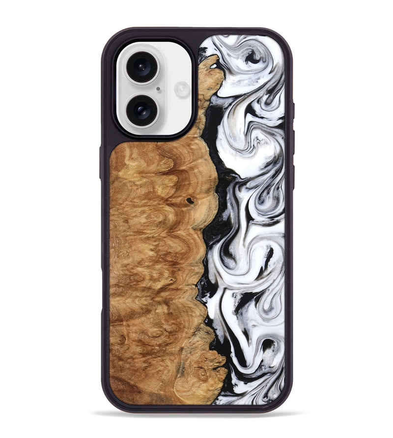 iPhone 16 Plus Wood Phone Case - Nira (Black & White, 775402)