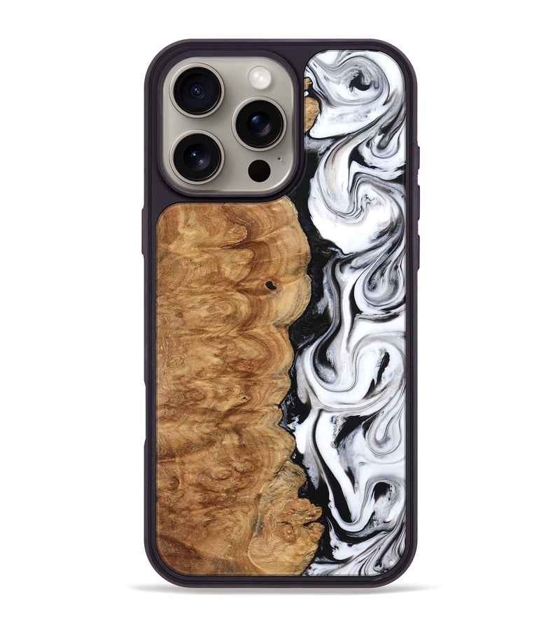 iPhone 16 Pro Max Wood Phone Case - Nira (Black & White, 775402)