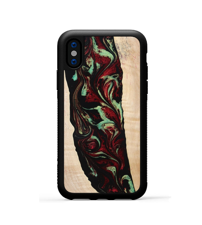 iPhone Xs Wood Phone Case - Sariah (Red, 775503)