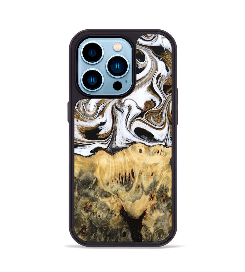 iPhone 14 Pro Wood Phone Case - Squire (Black & White, 775643)