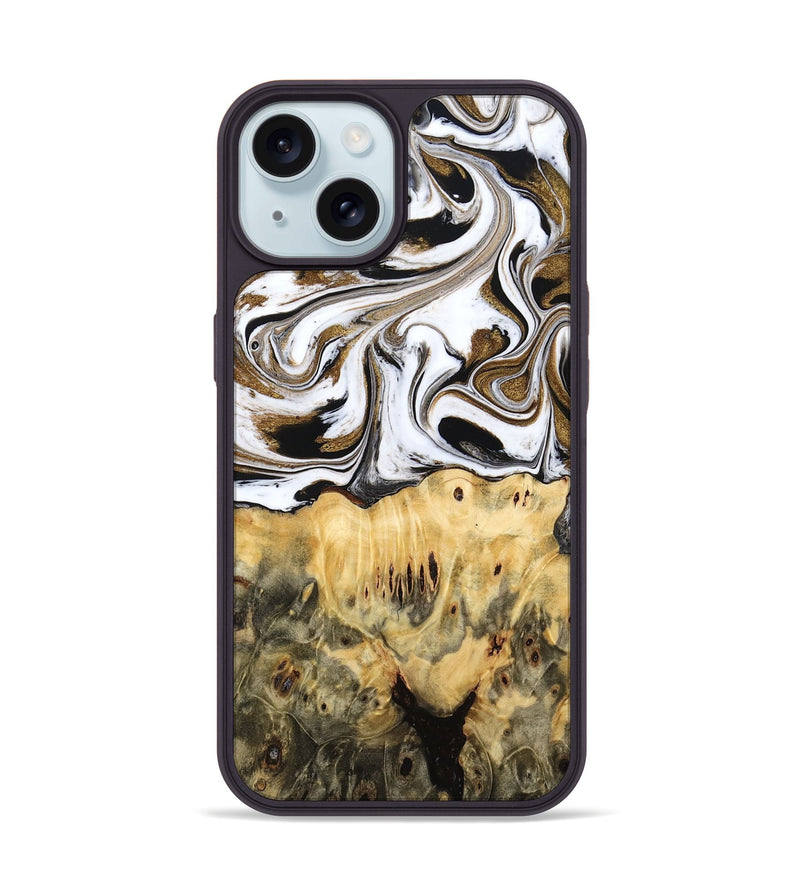 iPhone 15 Wood Phone Case - Squire (Black & White, 775643)