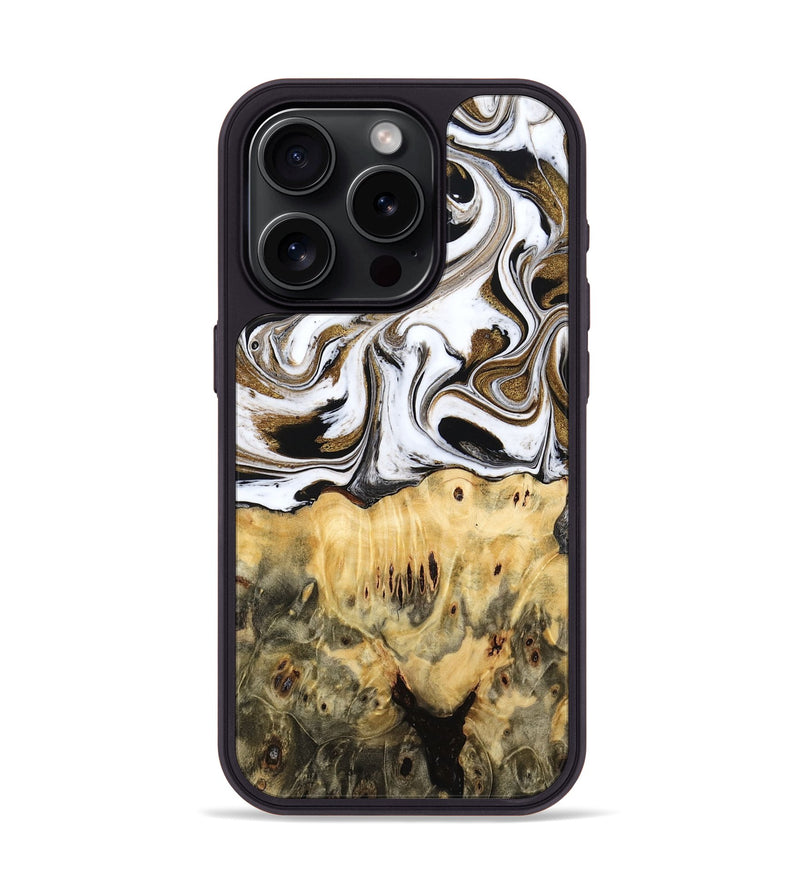 iPhone 15 Pro Wood Phone Case - Squire (Black & White, 775643)