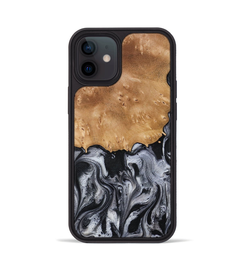 iPhone 12 Wood Phone Case - Aisha (Black & White, 775648)