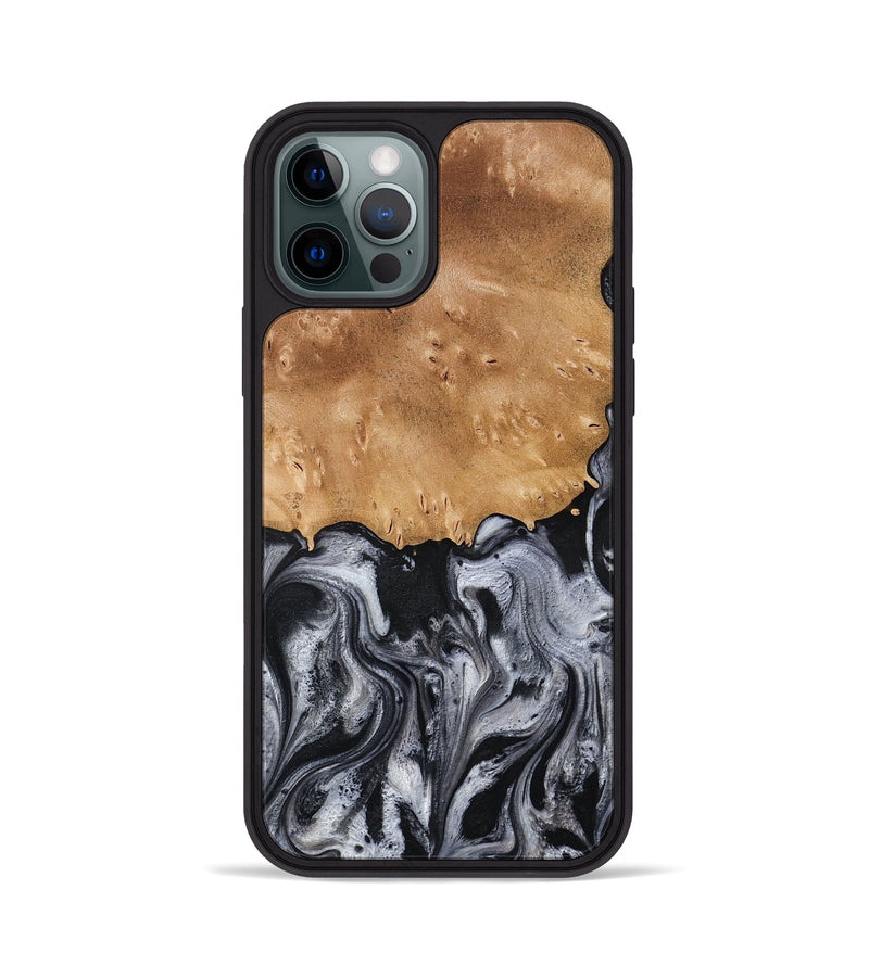 iPhone 12 Pro Wood Phone Case - Aisha (Black & White, 775648)