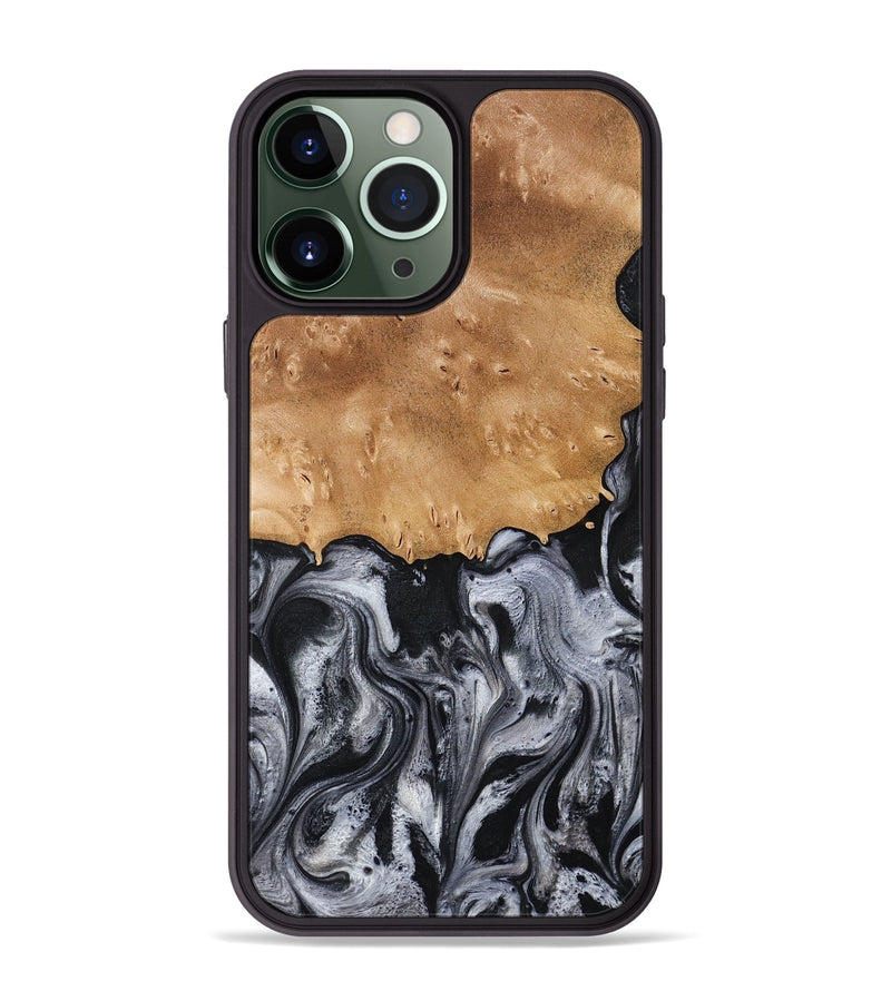 iPhone 13 Pro Max Wood Phone Case - Aisha (Black & White, 775648)
