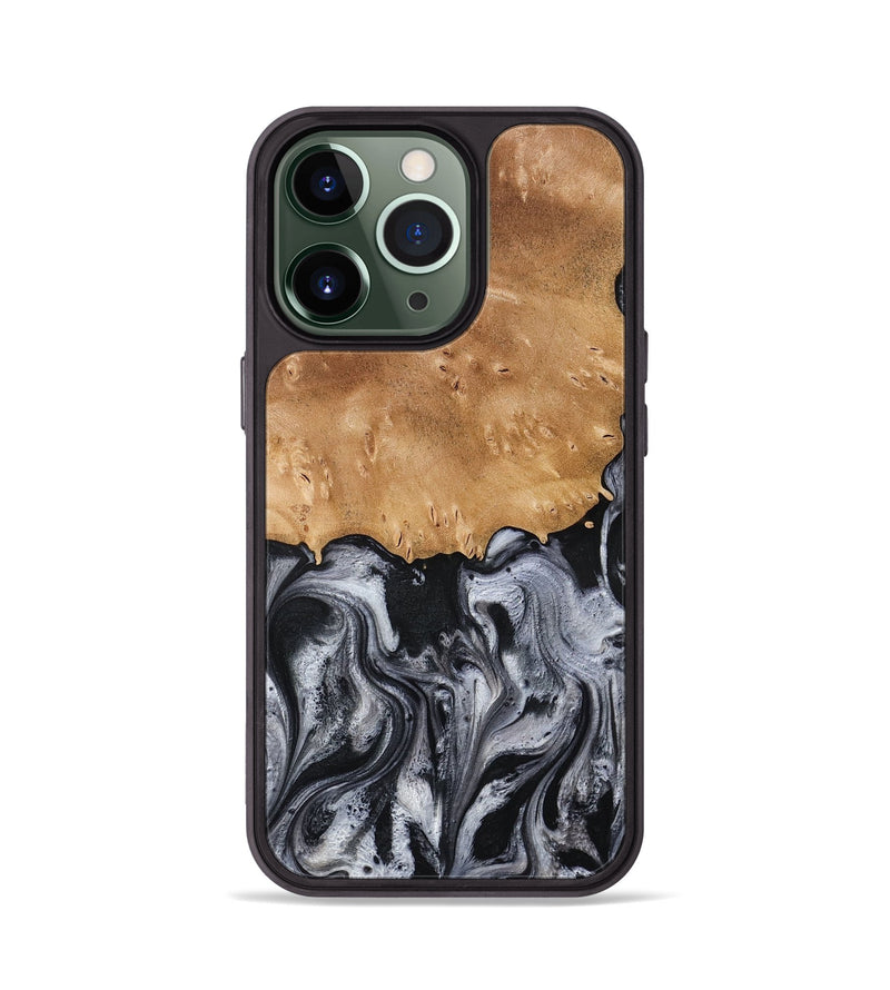 iPhone 13 Pro Wood Phone Case - Aisha (Black & White, 775648)