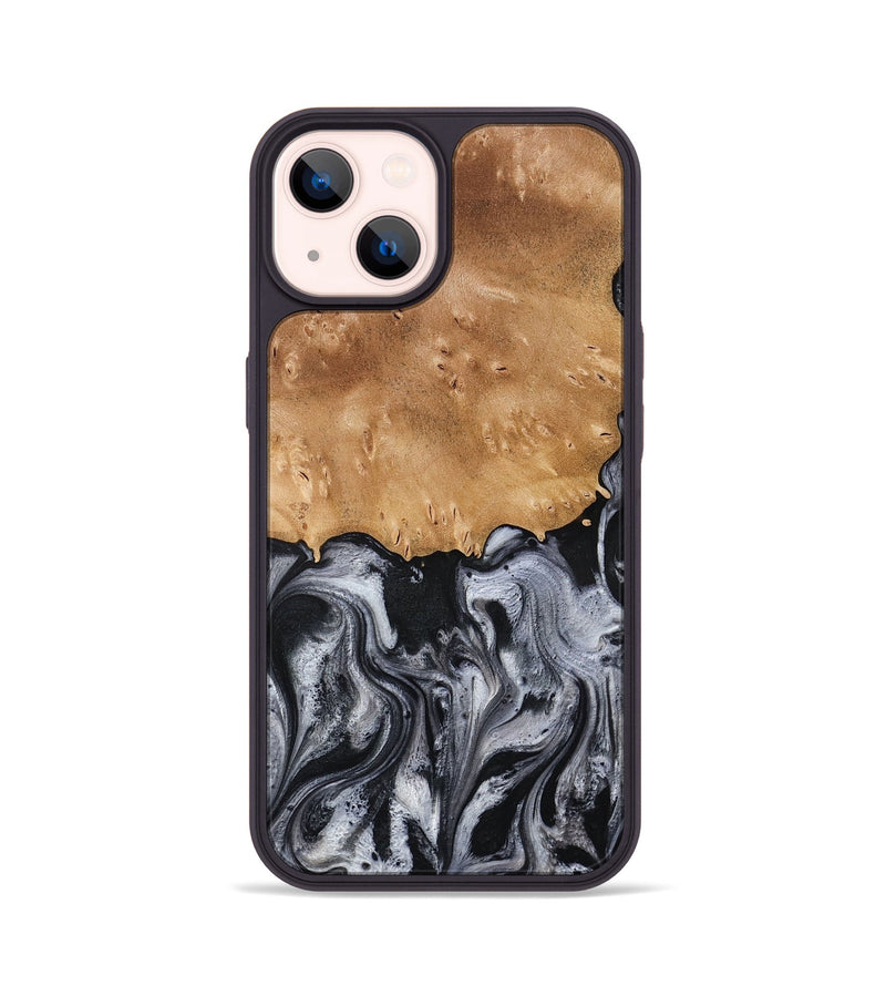 iPhone 14 Wood Phone Case - Aisha (Black & White, 775648)