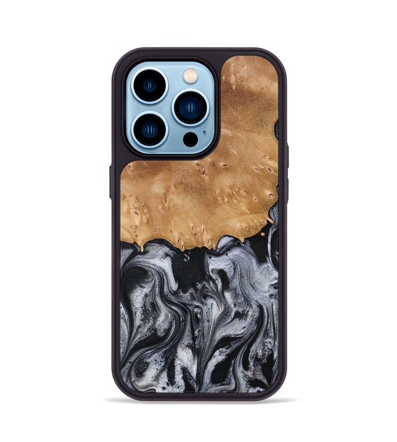 iPhone 14 Pro Wood Phone Case - Aisha (Black & White, 775648)