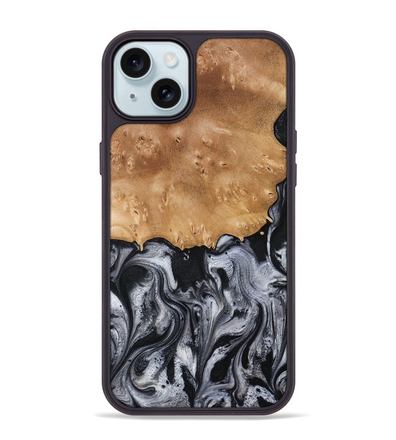 iPhone 15 Plus Wood Phone Case - Aisha (Black & White, 775648)