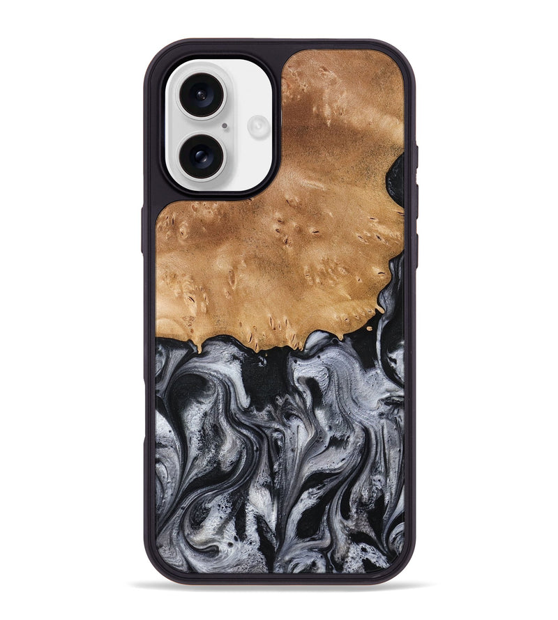 iPhone 16 Plus Wood Phone Case - Aisha (Black & White, 775648)