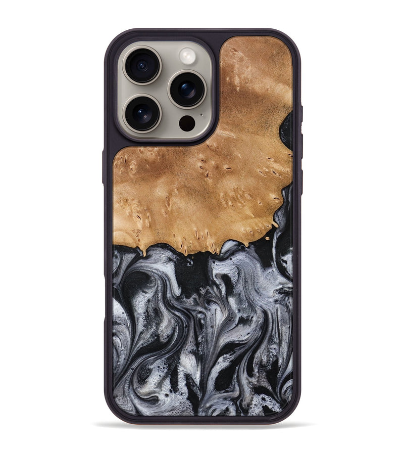 iPhone 16 Pro Max Wood Phone Case - Aisha (Black & White, 775648)