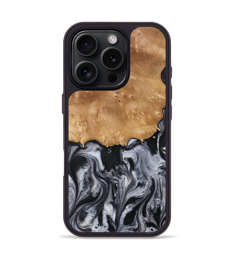 iPhone 16 Pro Wood Phone Case - Aisha (Black & White, 775648)