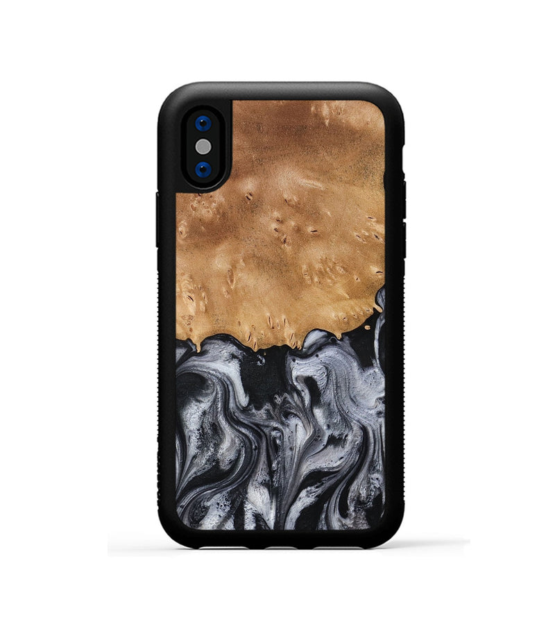 iPhone Xs Wood Phone Case - Aisha (Black & White, 775648)