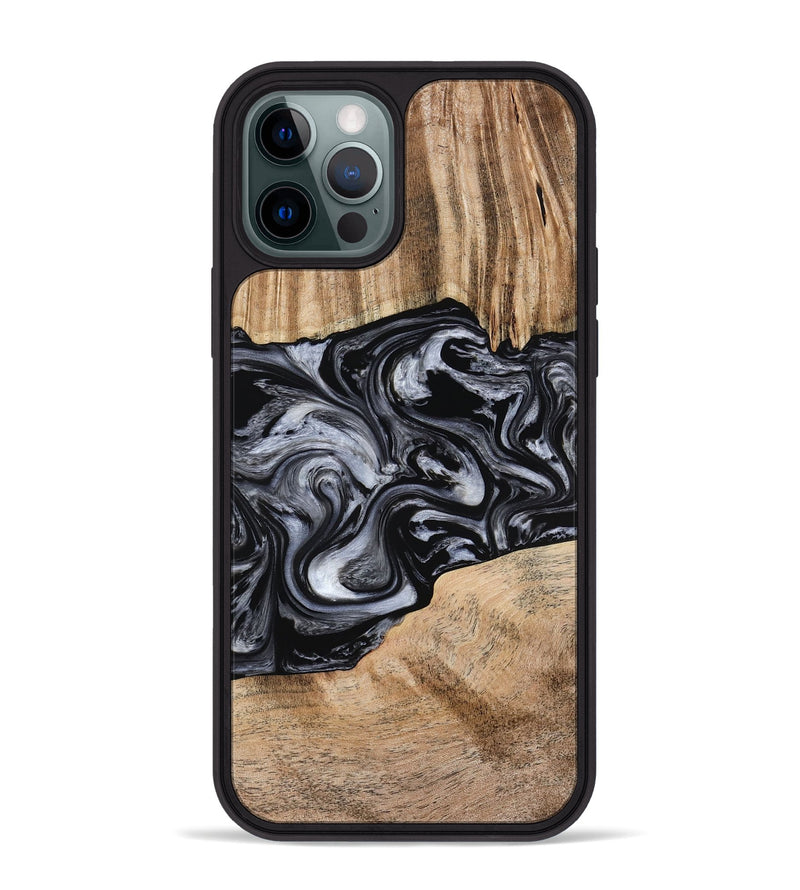 iPhone 12 Pro Max Wood Phone Case - Howell (Black & White, 775653)