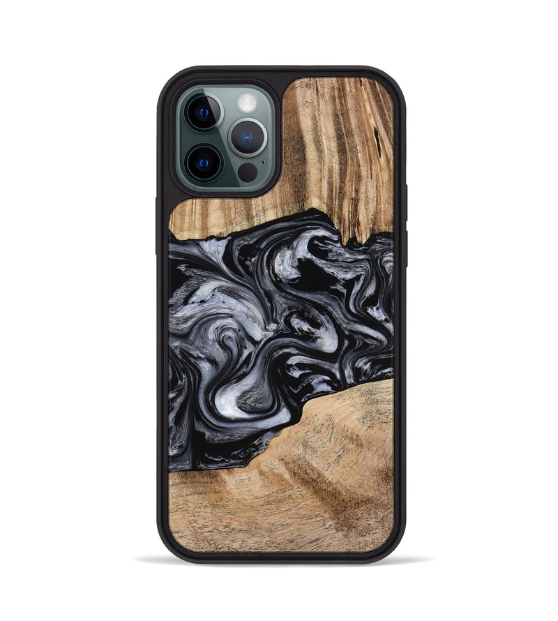 iPhone 12 Pro Wood Phone Case - Howell (Black & White, 775653)