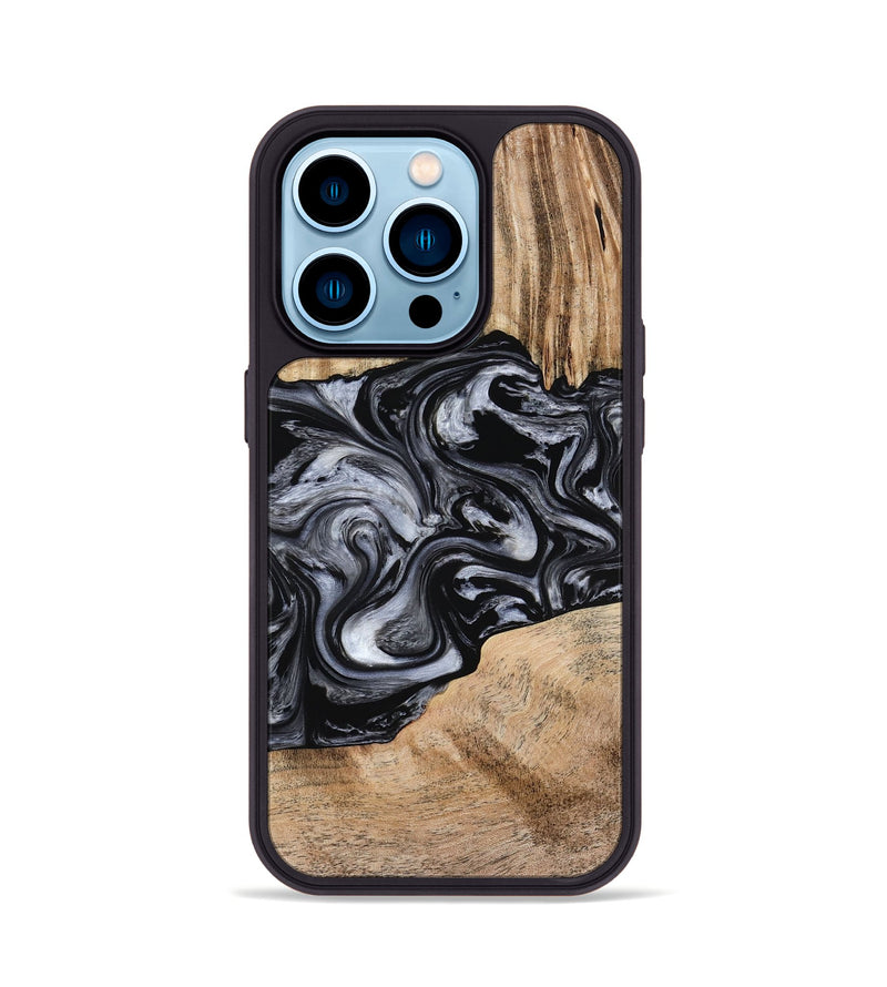 iPhone 14 Pro Wood Phone Case - Howell (Black & White, 775653)