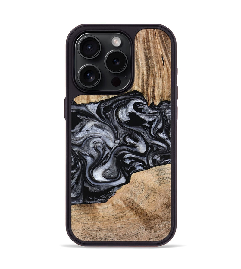 iPhone 15 Pro Wood Phone Case - Howell (Black & White, 775653)