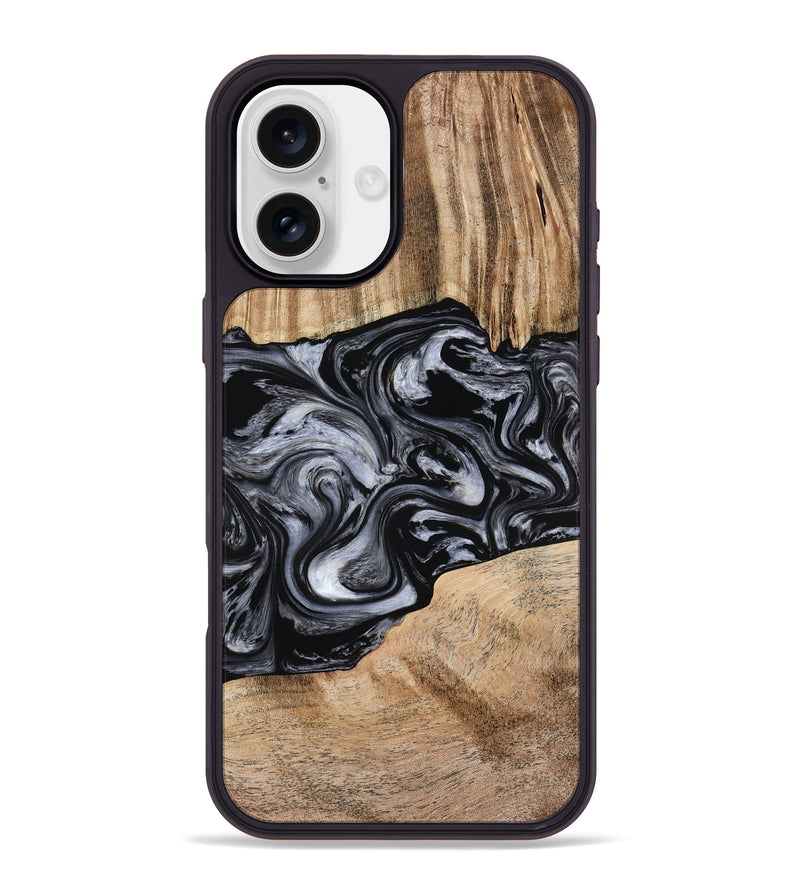 iPhone 16 Plus Wood Phone Case - Howell (Black & White, 775653)