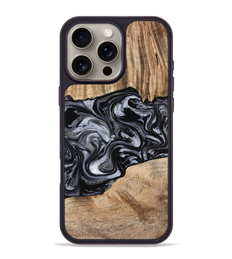 iPhone 16 Pro Max Wood Phone Case - Howell (Black & White, 775653)