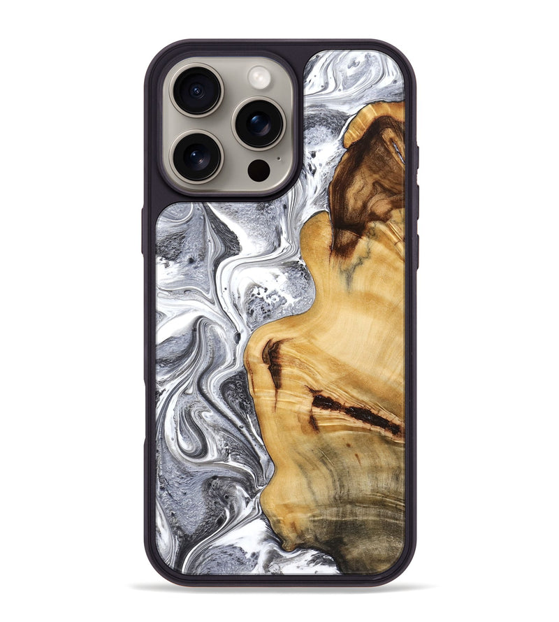 iPhone 16 Pro Max Wood Phone Case - Kasen (Black & White, 775654)