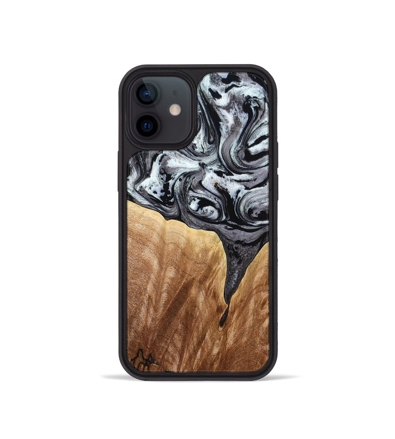 iPhone 12 mini Wood Phone Case - Rubin (Black & White, 775656)