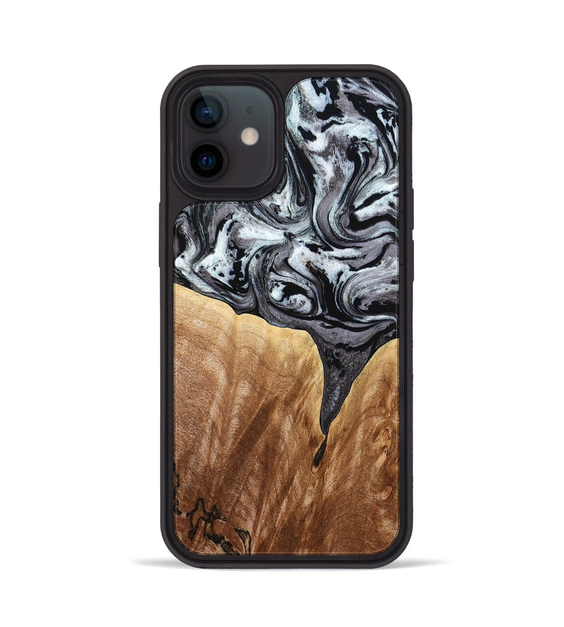 iPhone 12 Wood Phone Case - Rubin (Black & White, 775656)
